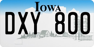 IA license plate DXY800