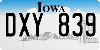 IA license plate DXY839