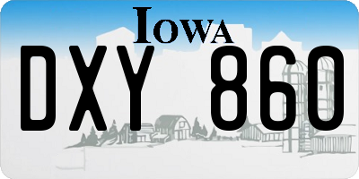 IA license plate DXY860