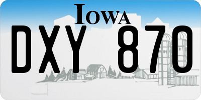 IA license plate DXY870