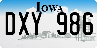 IA license plate DXY986
