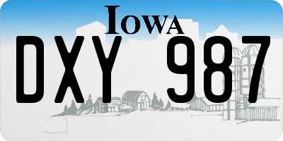 IA license plate DXY987