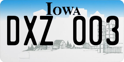 IA license plate DXZ003