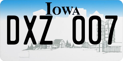 IA license plate DXZ007