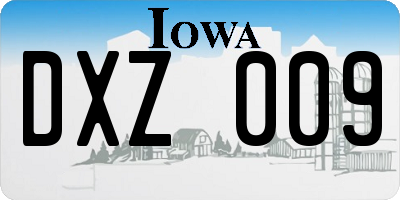 IA license plate DXZ009