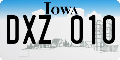 IA license plate DXZ010