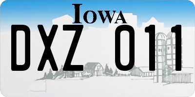 IA license plate DXZ011
