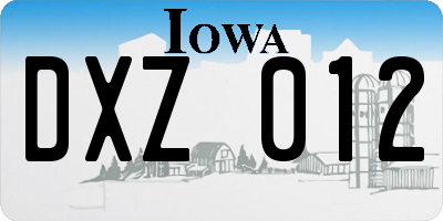 IA license plate DXZ012
