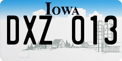 IA license plate DXZ013