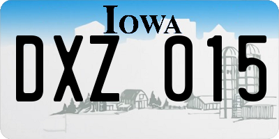 IA license plate DXZ015