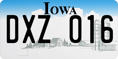 IA license plate DXZ016