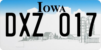 IA license plate DXZ017