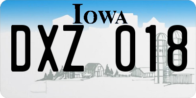 IA license plate DXZ018
