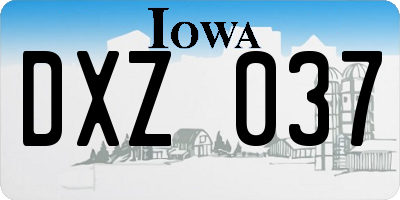 IA license plate DXZ037