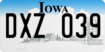 IA license plate DXZ039