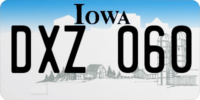 IA license plate DXZ060