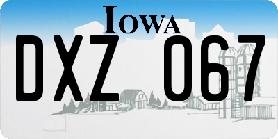 IA license plate DXZ067
