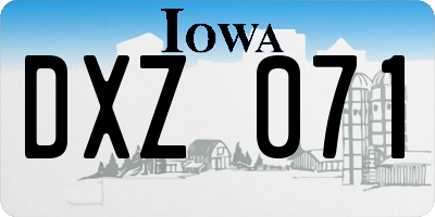 IA license plate DXZ071