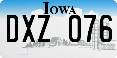 IA license plate DXZ076