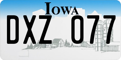 IA license plate DXZ077