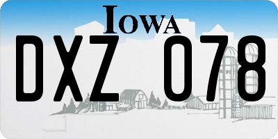 IA license plate DXZ078