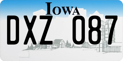 IA license plate DXZ087