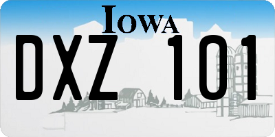 IA license plate DXZ101