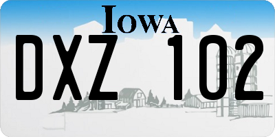 IA license plate DXZ102