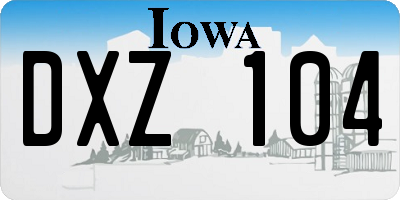 IA license plate DXZ104