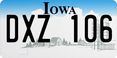 IA license plate DXZ106