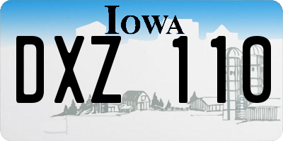 IA license plate DXZ110