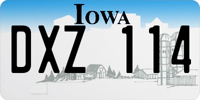 IA license plate DXZ114