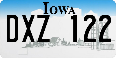 IA license plate DXZ122