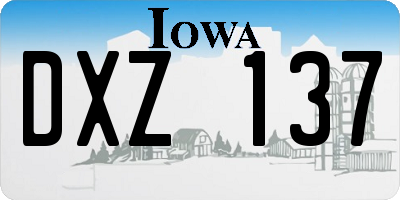 IA license plate DXZ137