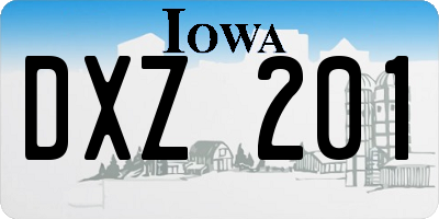 IA license plate DXZ201