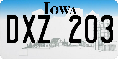 IA license plate DXZ203