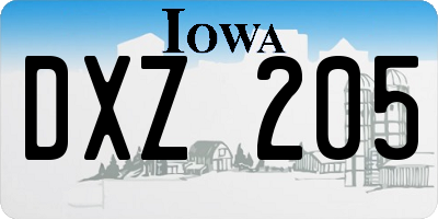 IA license plate DXZ205