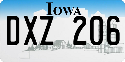 IA license plate DXZ206