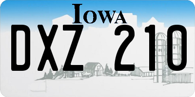 IA license plate DXZ210