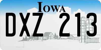 IA license plate DXZ213