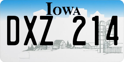 IA license plate DXZ214