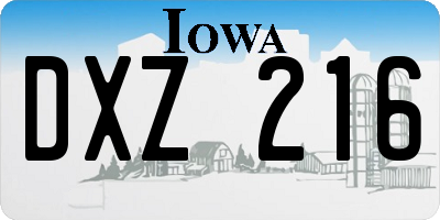 IA license plate DXZ216