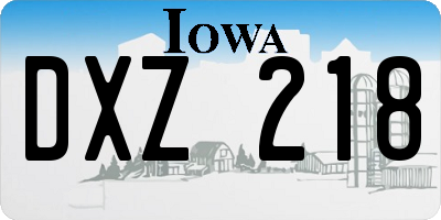 IA license plate DXZ218