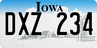 IA license plate DXZ234