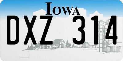 IA license plate DXZ314