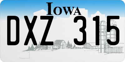 IA license plate DXZ315