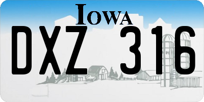 IA license plate DXZ316