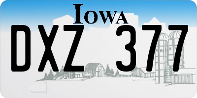 IA license plate DXZ377