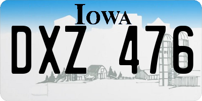 IA license plate DXZ476