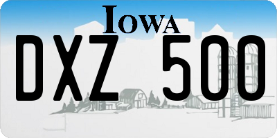 IA license plate DXZ500